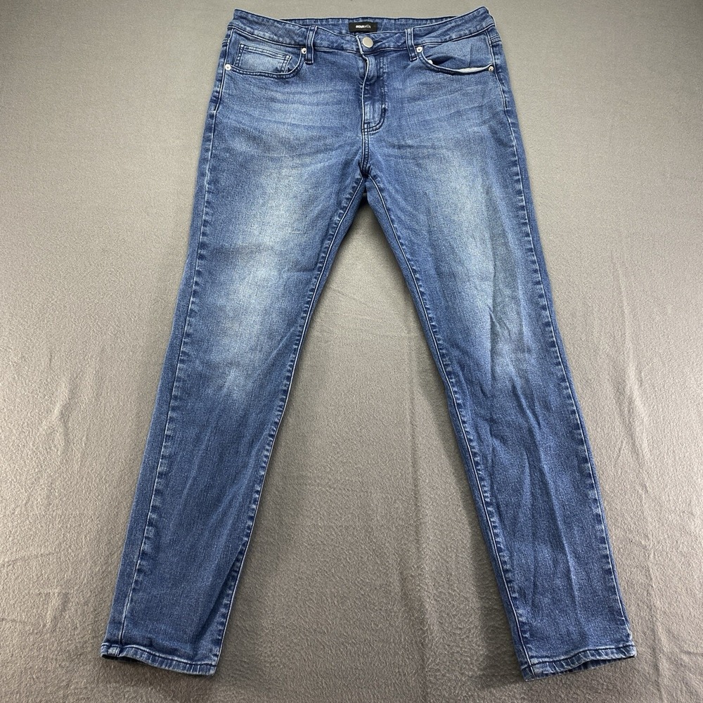 NovaMen Jeans Mens 36 Blue Medium Wash Slim Fit Stretch Hipster RN 141181